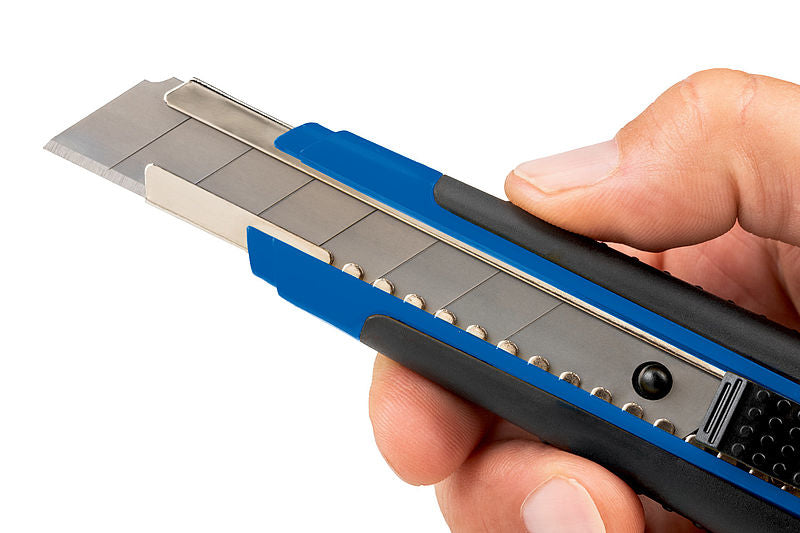 Dahle Cutter Pro 875-21149 – Abbrechmesser, 18 mm, Auto-Lock, Kunststoff, Blau – inkl. 2 Ersatzklingen