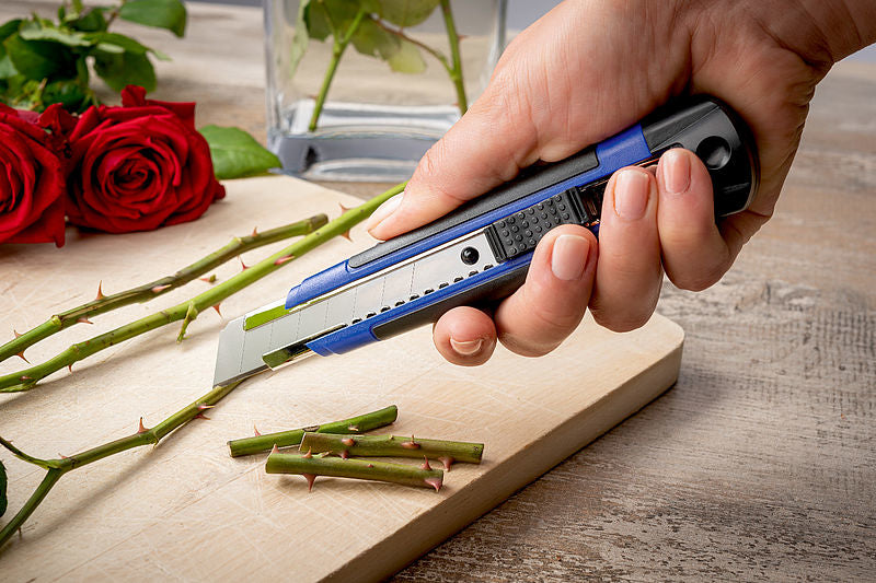 Dahle Cutter Pro 875-21149 – Abbrechmesser, 18 mm, Auto-Lock, Kunststoff, Blau – inkl. 2 Ersatzklingen
