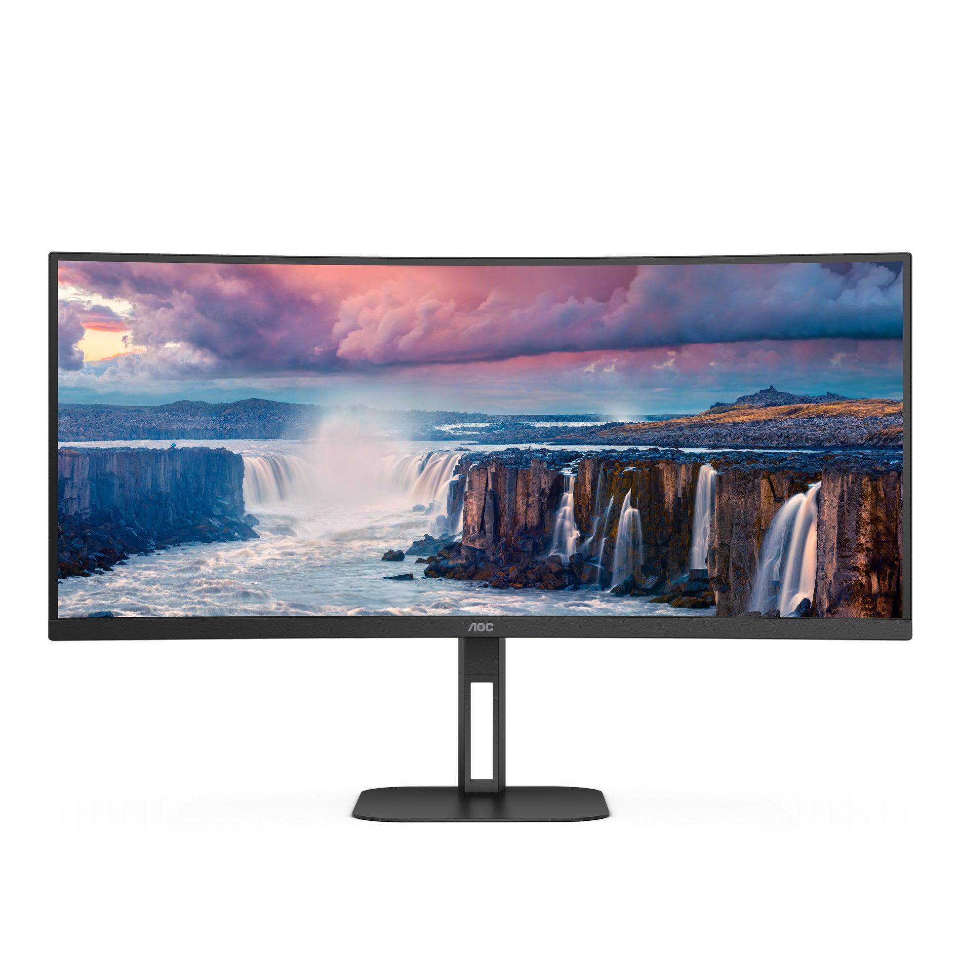 AOC CU34V5C/BK – Monitor, 34", USB-C, Lautsprecher, USB-Hub, FreeSync, Curved, VESA 100 × 100, Schwarz