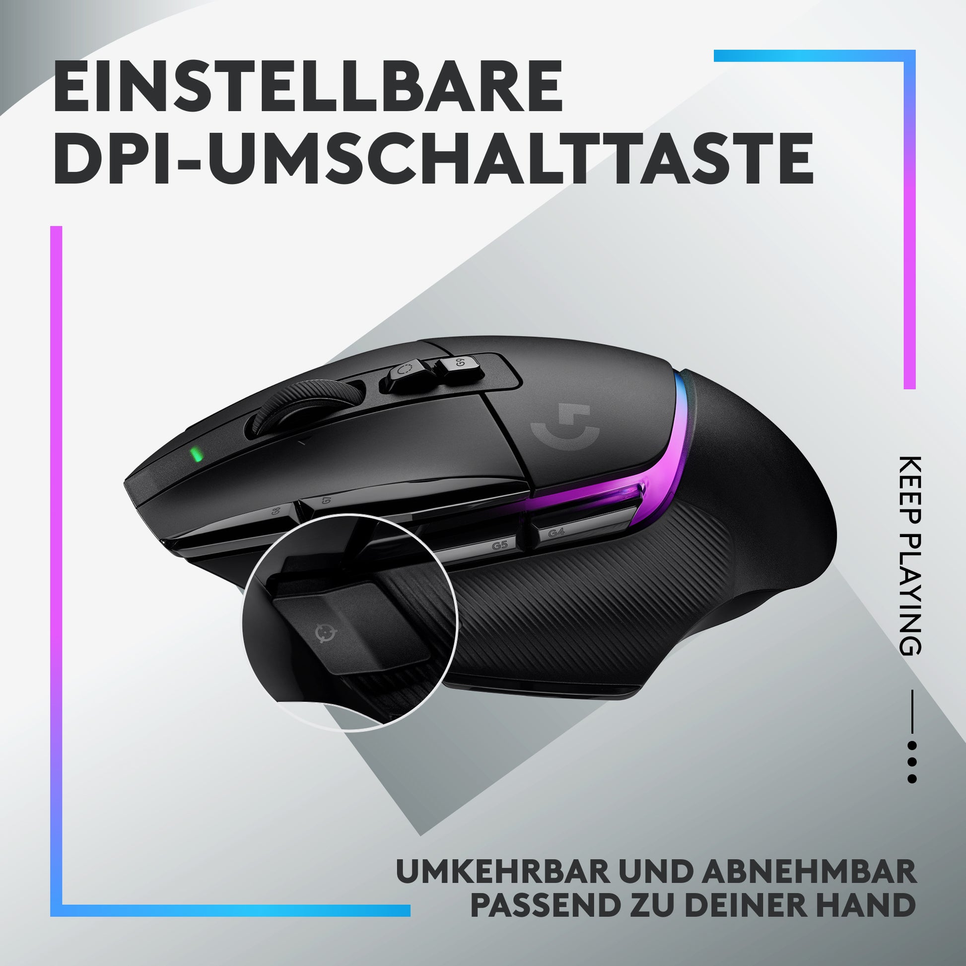 Logitech G G502 X PLUS – Gaming-Maus – Kabellos (2,4 GHz), 25600 DPI, RGB-Beleuchtung, rechts, Schwarz