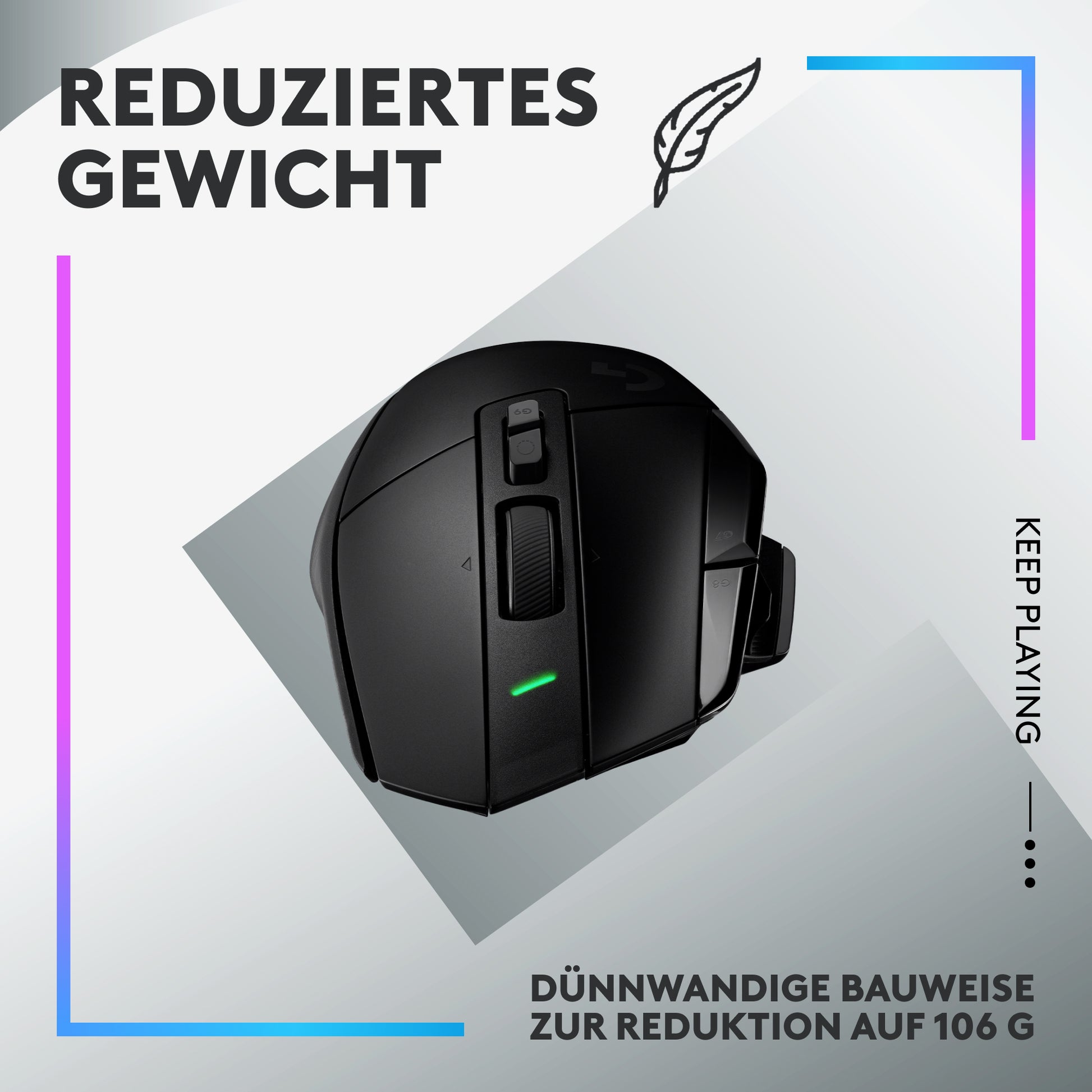 Logitech G G502 X PLUS – Gaming-Maus – Kabellos (2,4 GHz), 25600 DPI, RGB-Beleuchtung, rechts, Schwarz