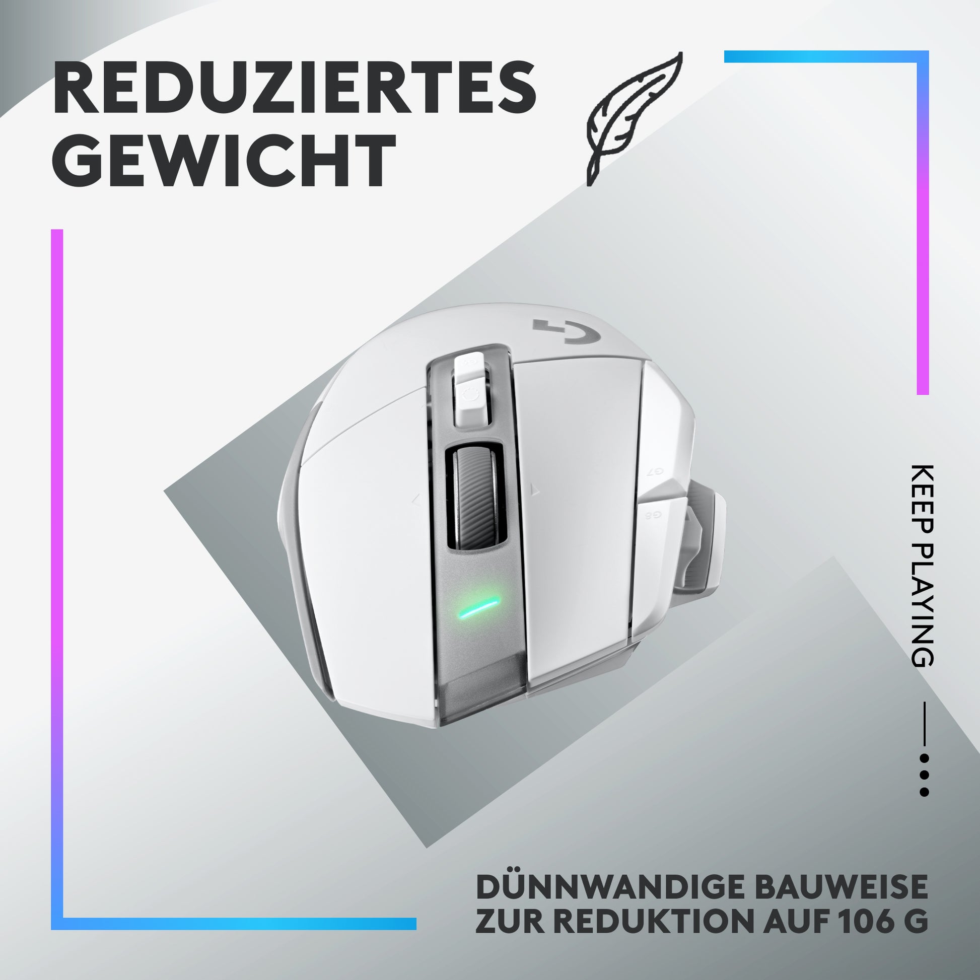 Logitech G G502 X PLUS – Gaming-Maus – Kabellos (2,4 GHz), 25600 DPI, RGB-Beleuchtung, rechts, Weiss