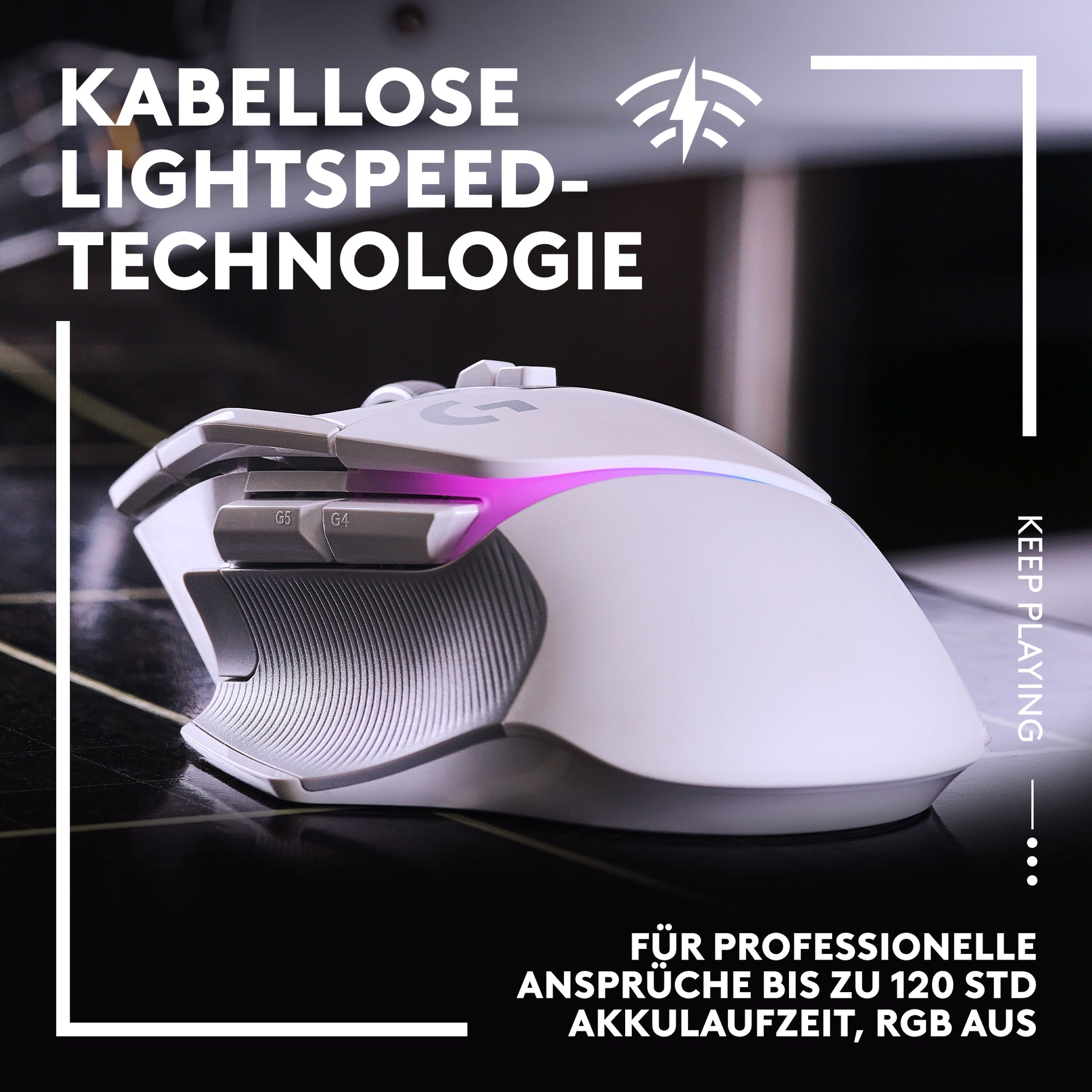 Logitech G G502 X PLUS – Gaming-Maus – Kabellos (2,4 GHz), 25600 DPI, RGB-Beleuchtung, rechts, Weiss