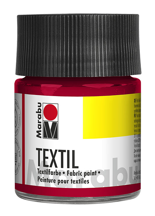 Marabu Textilfarbe – Kirschrot 031, deckend – 50 ml – für Textilien