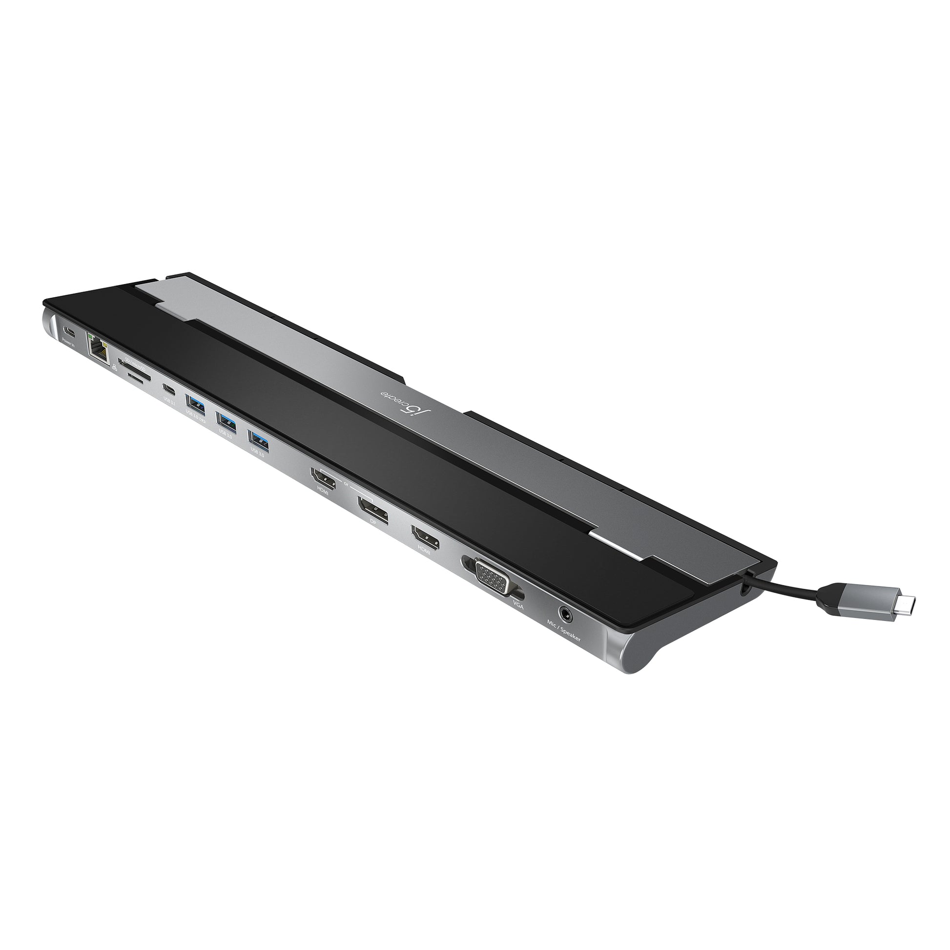 j5create JCD543-N Dockingstation – USB-C, 2× HDMI, 1× VGA, 3× USB-A, 1× USB-C, 100 W PD, GbE, für Windows/Mac