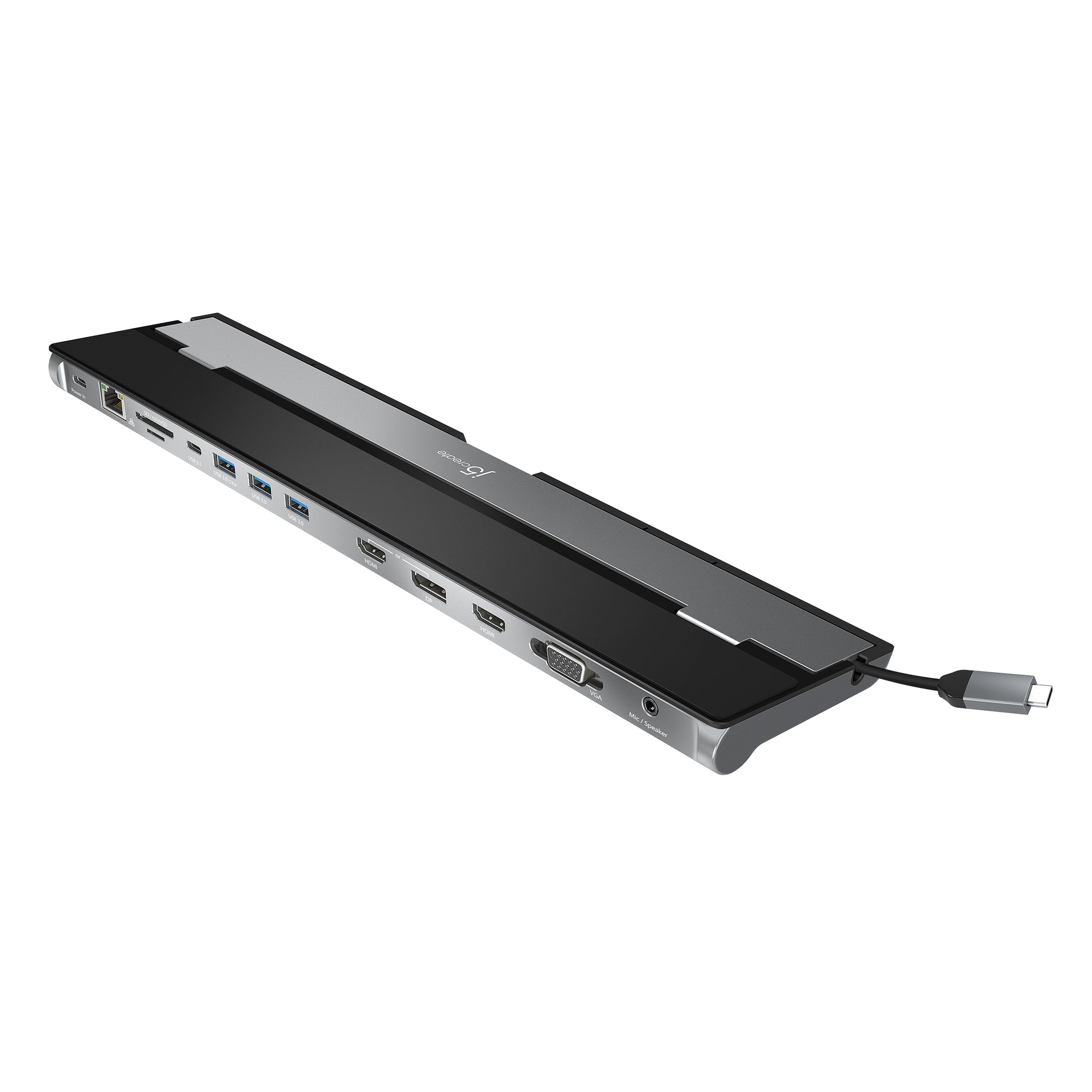 j5create JCD543-N Dockingstation – USB-C, 2× HDMI, 1× VGA, 3× USB-A, 1× USB-C, 100 W PD, GbE, für Windows/Mac