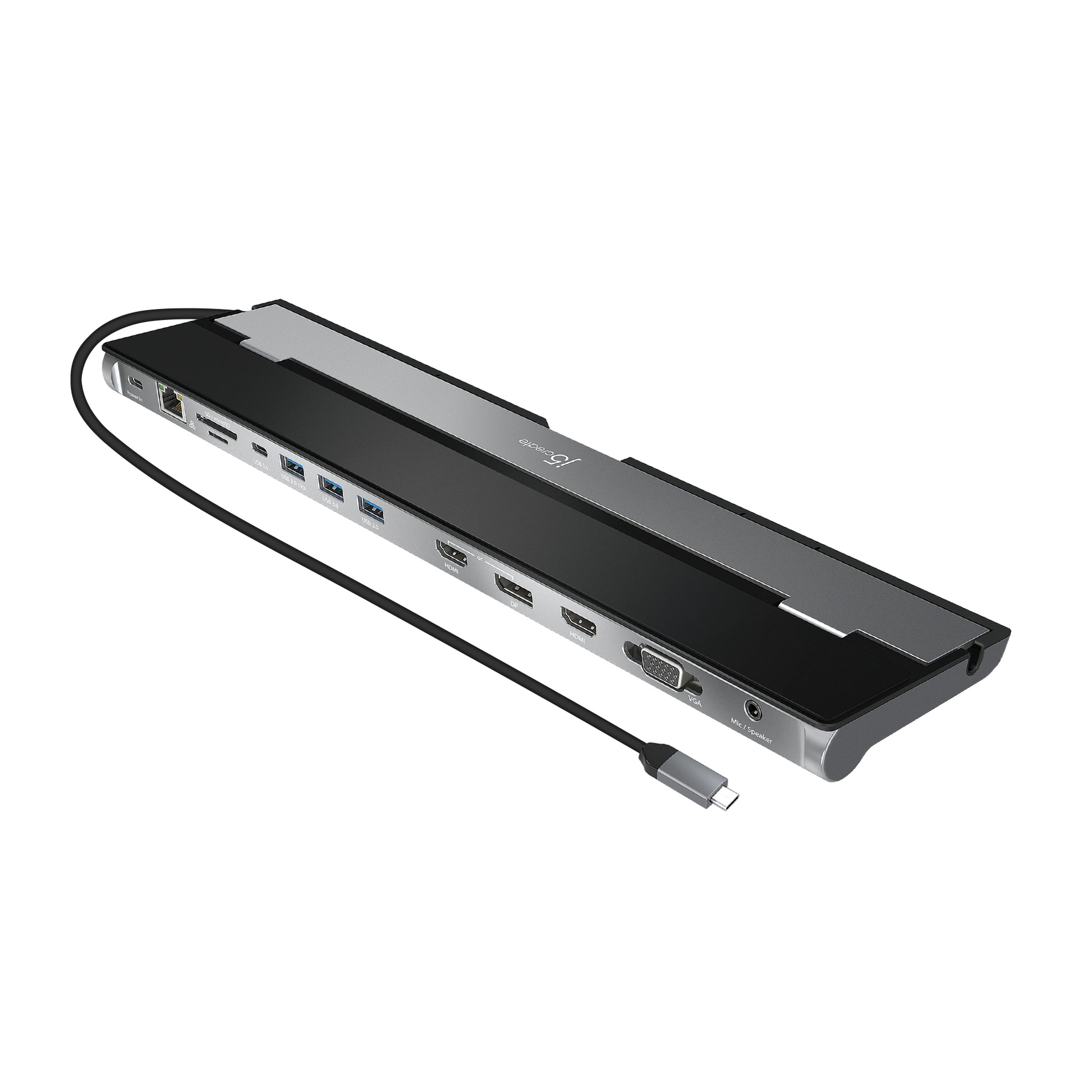 j5create JCD543-N Dockingstation – USB-C, 2× HDMI, 1× VGA, 3× USB-A, 1× USB-C, 100 W PD, GbE, für Windows/Mac