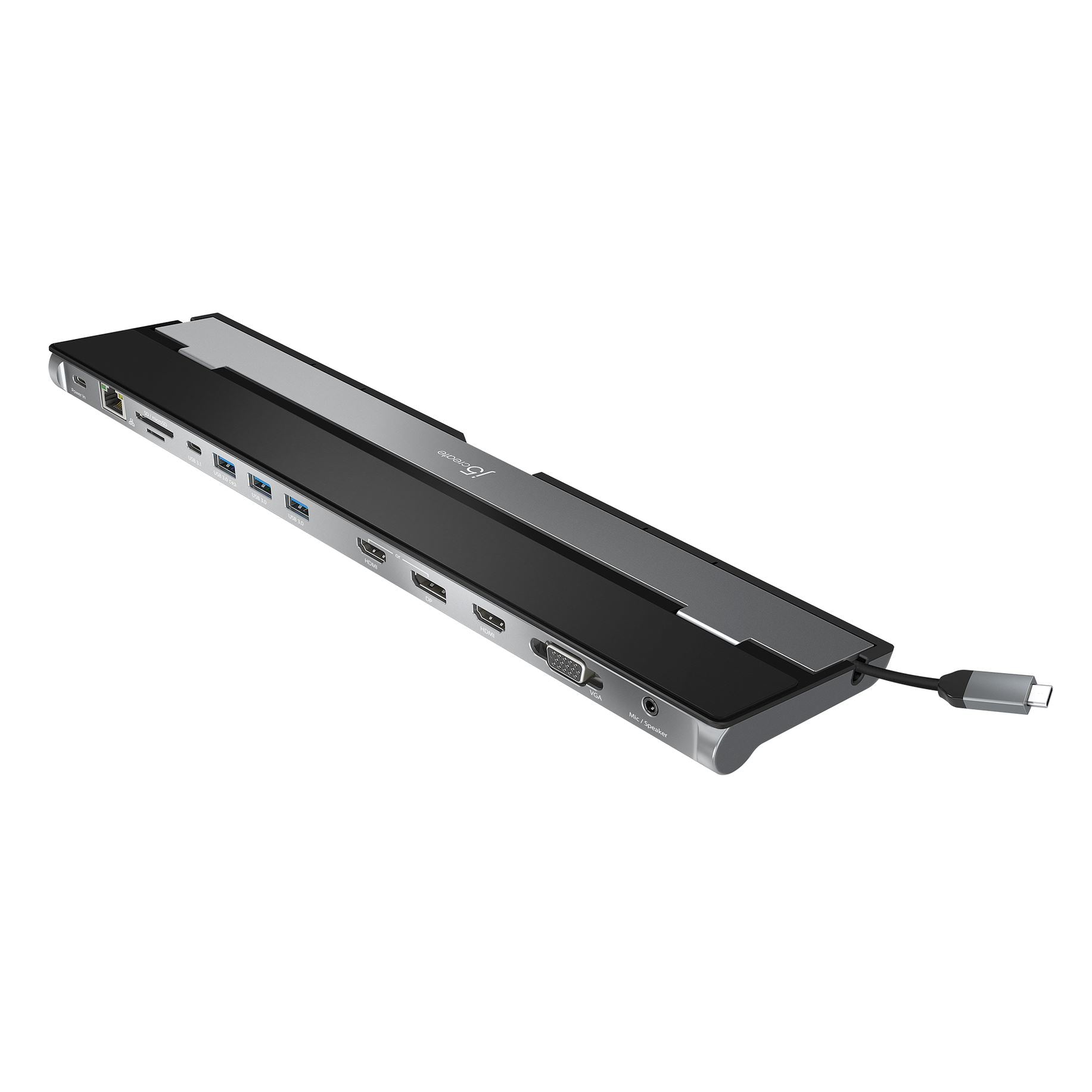 j5create JCD543P-FN Dockingstation – USB-C, 1× DP, 2× HDMI, 1× VGA, 3× USB-A, 2× USB-C, 100 W PD, GbE