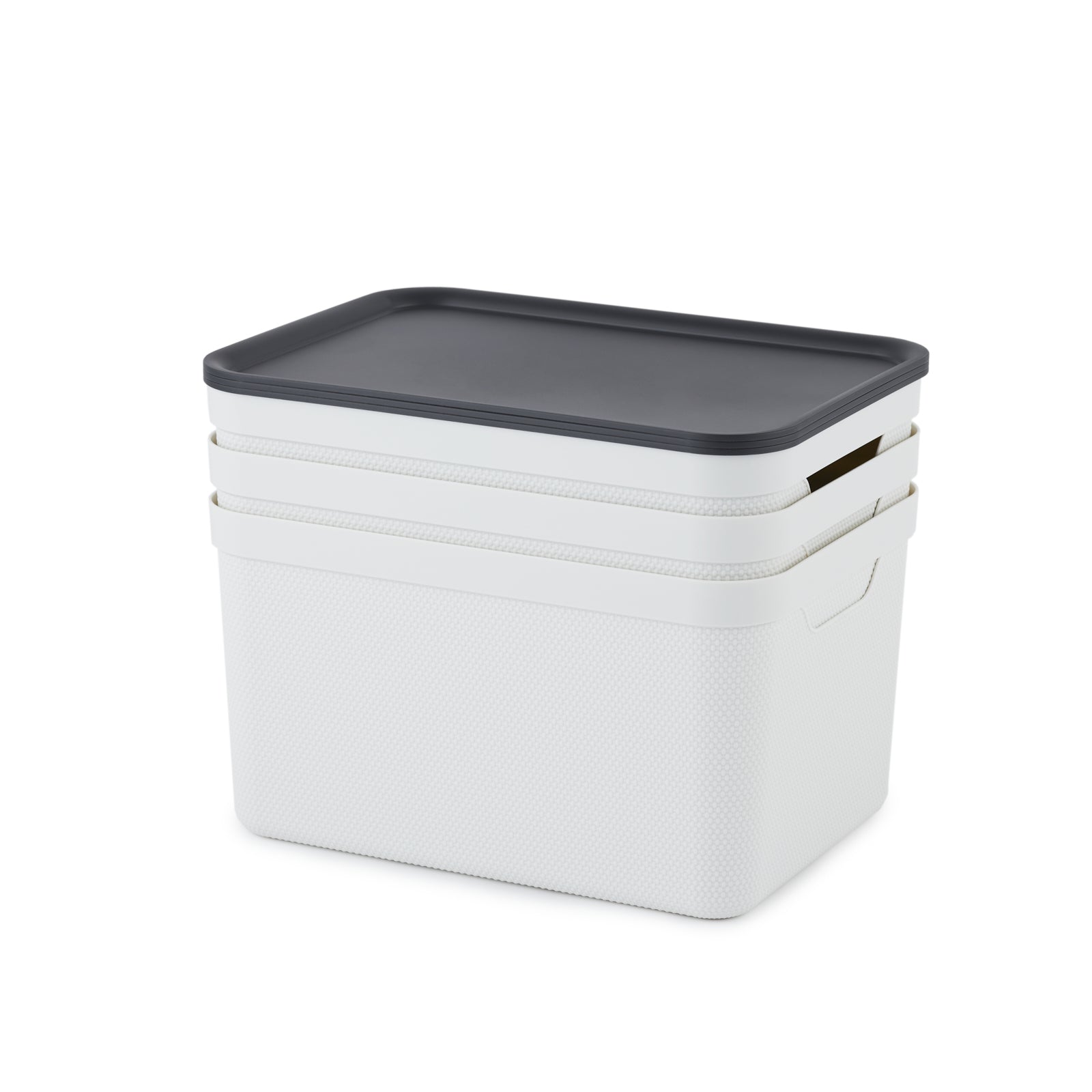 Rotho JIVE Aufbewahrungsbox 16 l (mit Deckel) – Recycling-Kunststoff – Weiss – für A4