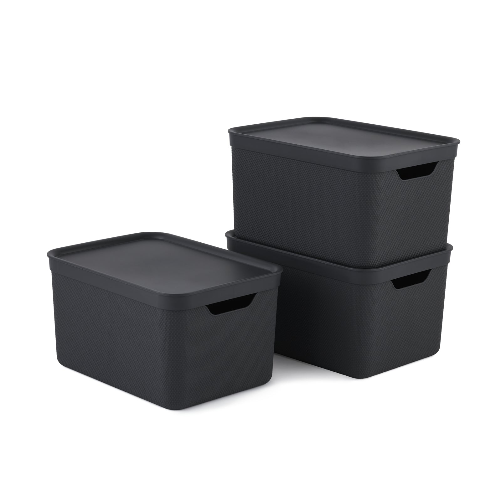 Rotho Aufbewahrungsbox 16 l (mit Deckel) – Recycling-Kunststoff – Grau – 260 × 200 × 359 mm
