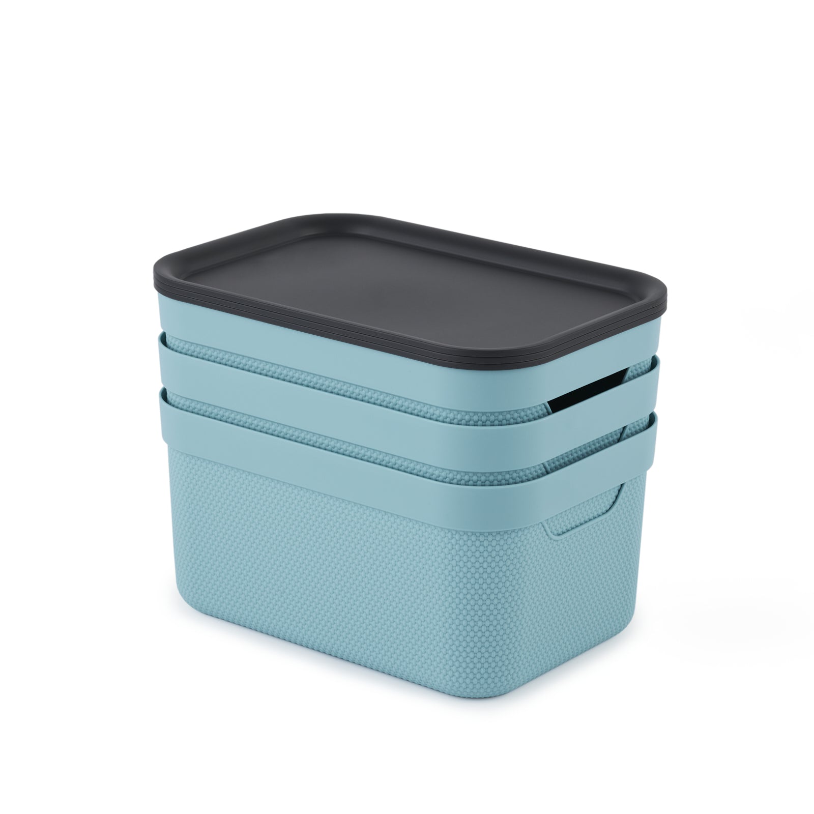Rotho JIVE Aufbewahrungsbox 5 l (mit Deckel) – Recycling-Kunststoff – Hellblau – für A5