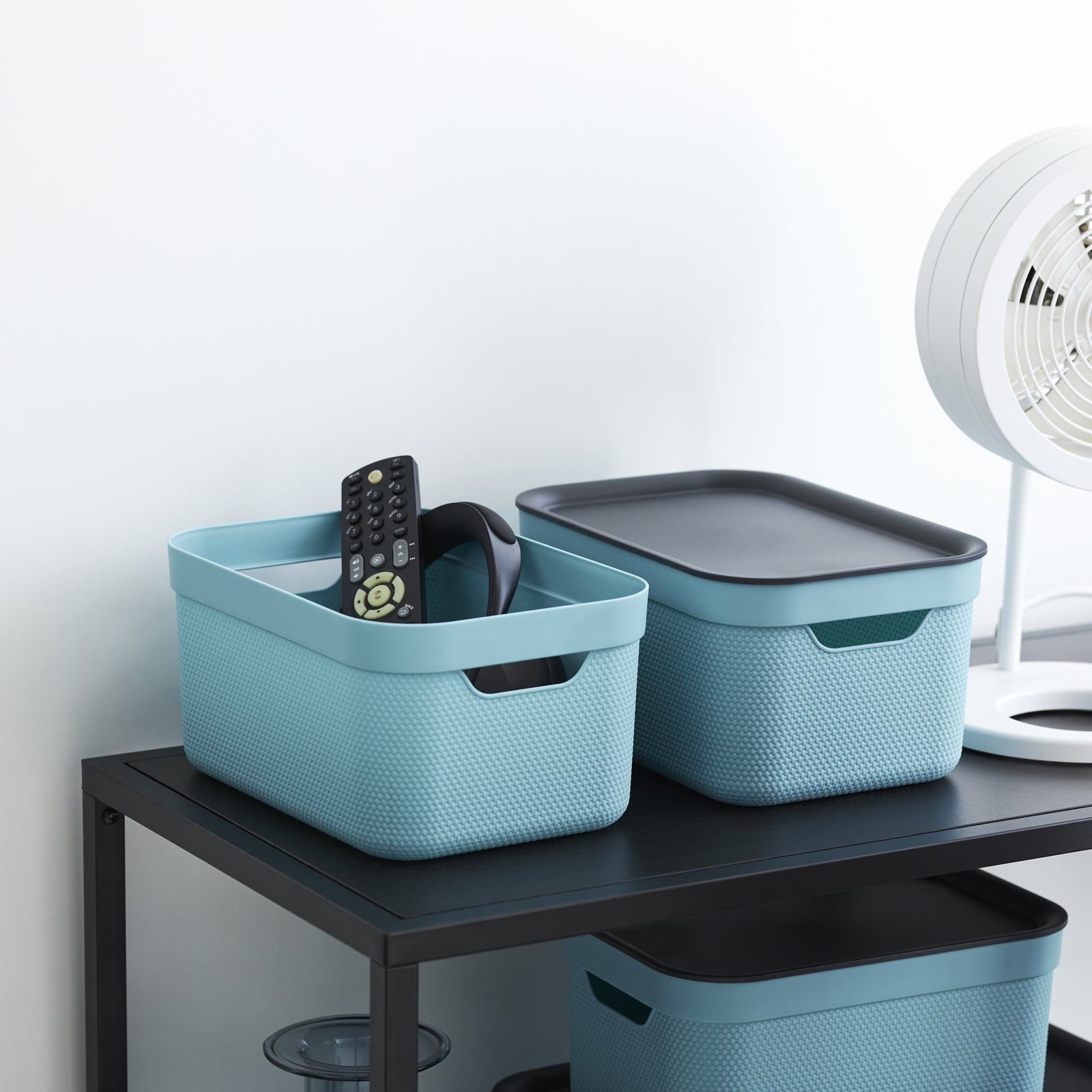 Rotho JIVE Aufbewahrungsbox 5 l (mit Deckel) – Recycling-Kunststoff – Hellblau – für A5