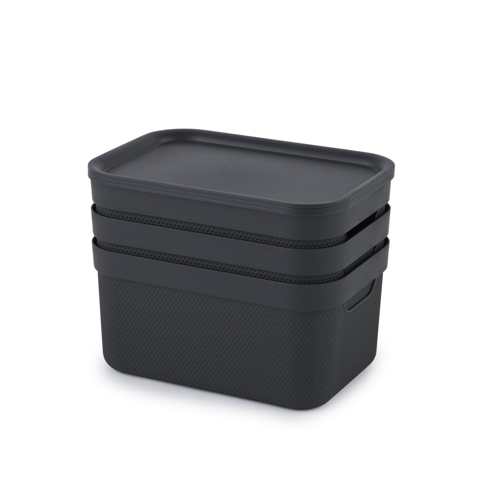 Rotho JIVE Aufbewahrungsbox 5 l (mit Deckel) – Recycling-Kunststoff – Grau – 260 × 130 × 180 mm