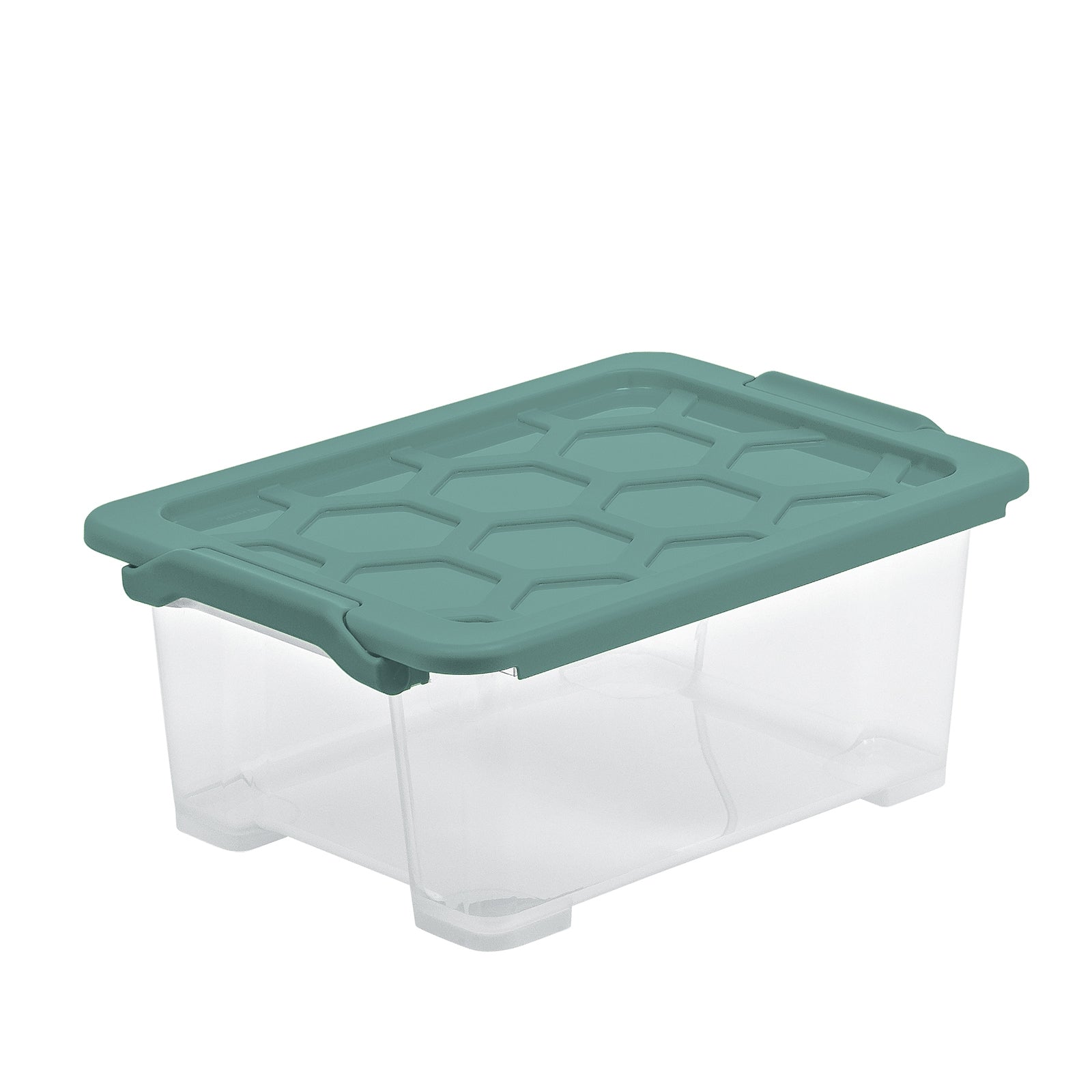 Rotho Aufbewahrungsbox Evo Safe – Kunststoff, transparent/grün, 39,3 × 16 × 28,3 cm