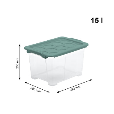 Rotho Aufbewahrungsbox Evo Safe – Kunststoff, transparent, 39,3 × 23 × 28,3 cm