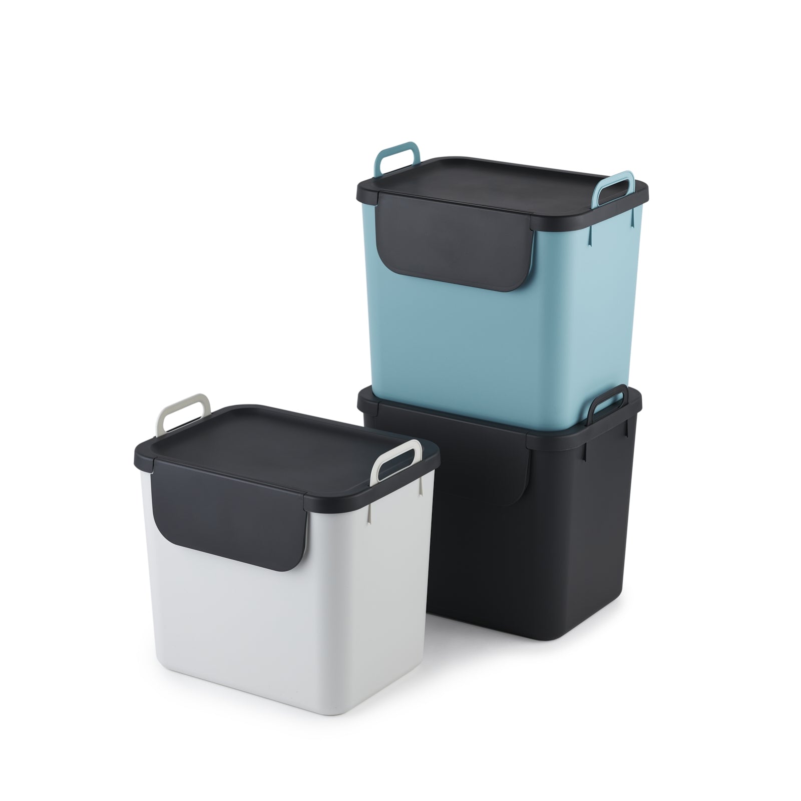 Rotho Recyclingbox – 30 l – Recycling-Kunststoff, rechteckig – Weiss – 3-fach