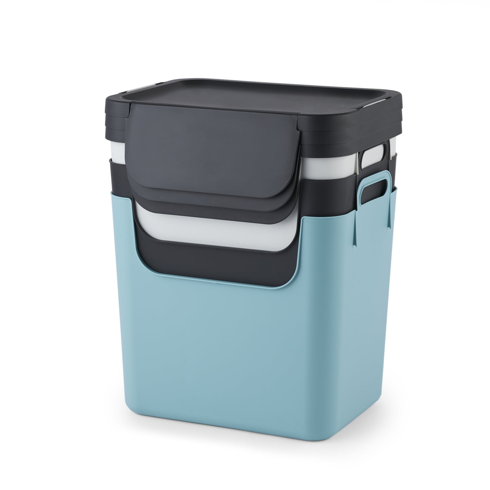 Rotho Recyclingbox – 30 l – Recycling-Kunststoff, rechteckig – Weiss – 3-fach