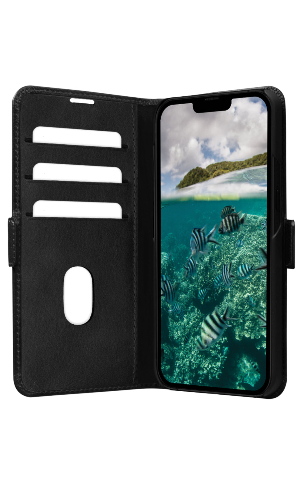 dbramante1928 Copenhagen Slim Wallethülle – für Apple iPhone 14 Plus, 3 Kartenfächer, Leder, schwarz