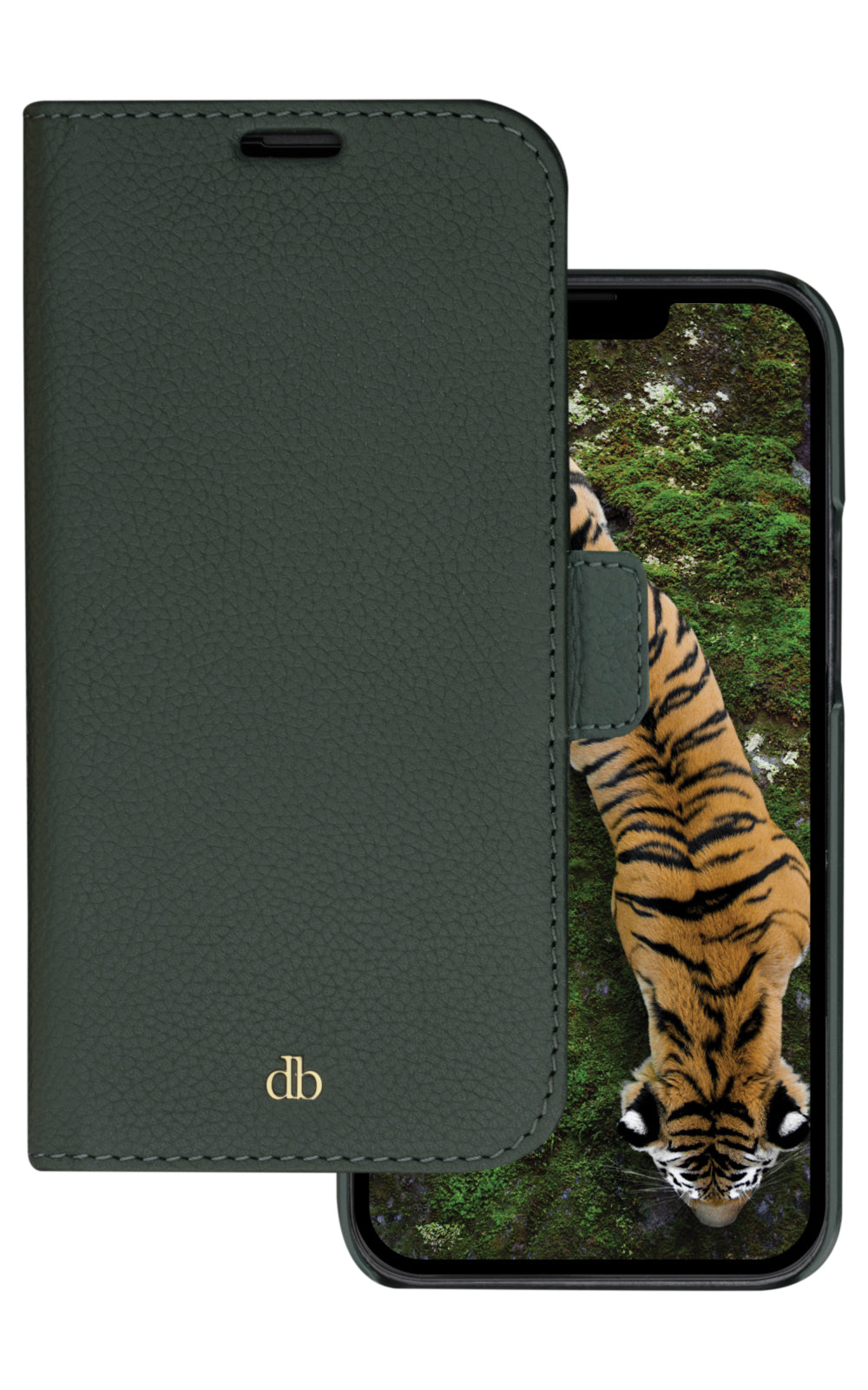 dbramante1928 Booklet-Hülle – für Apple iPhone 14 Pro Max – grün – Leder – mit Kartenfach, Magnetverschluss
