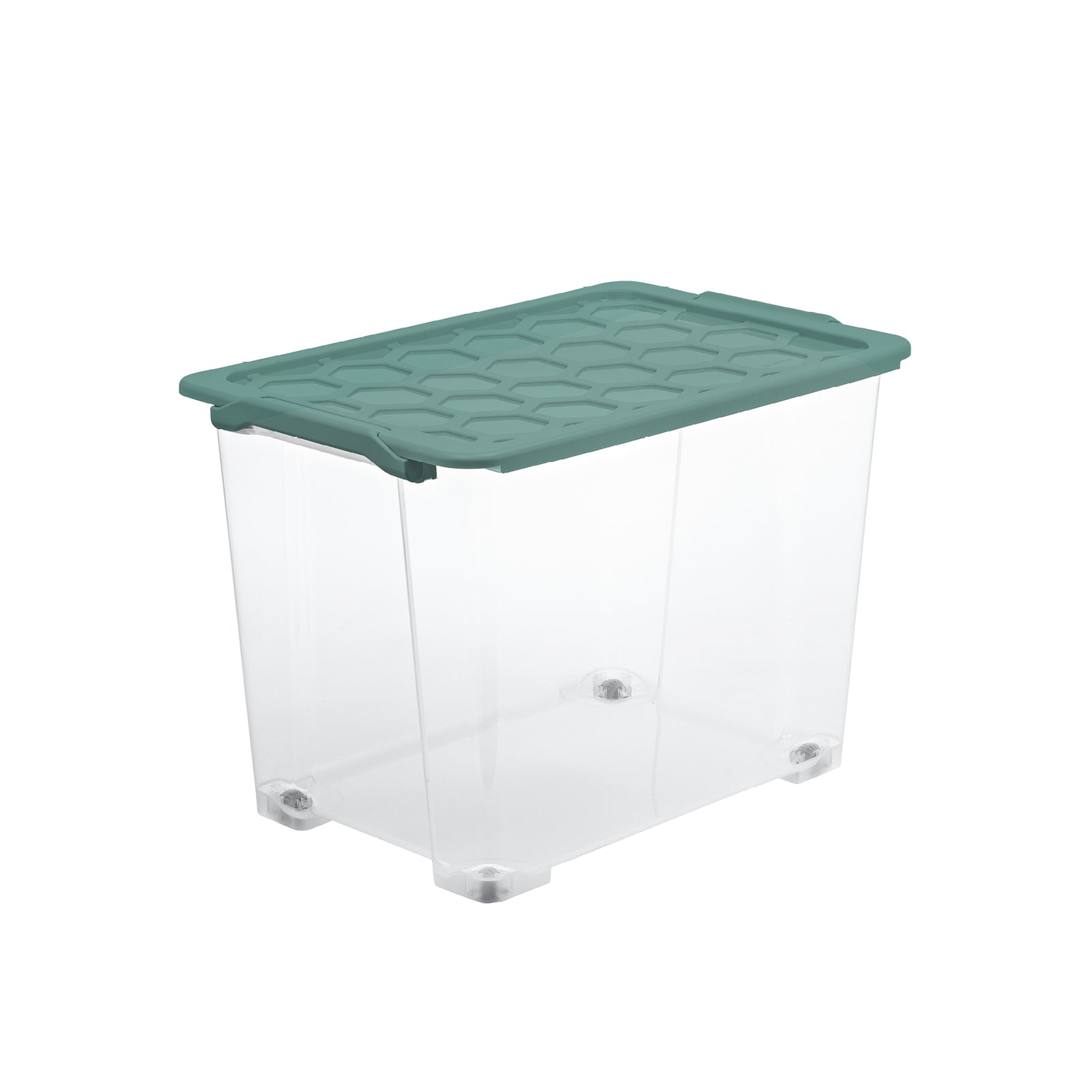 Rotho Aufbewahrungsbox Evo Safe – Kunststoff, transparent/grün, 59 × 41,2 × 39,5 cm