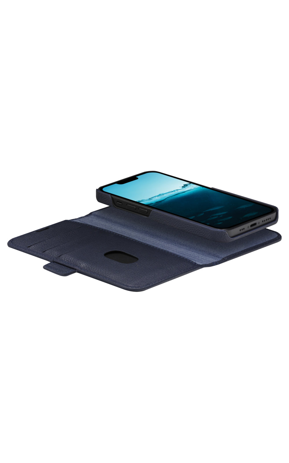 dbramante1928 New York Wallet – für iPhone 14 Pro Max, Pacific Blue, Leder, 3 Kartenfächer, Magnetverschluss