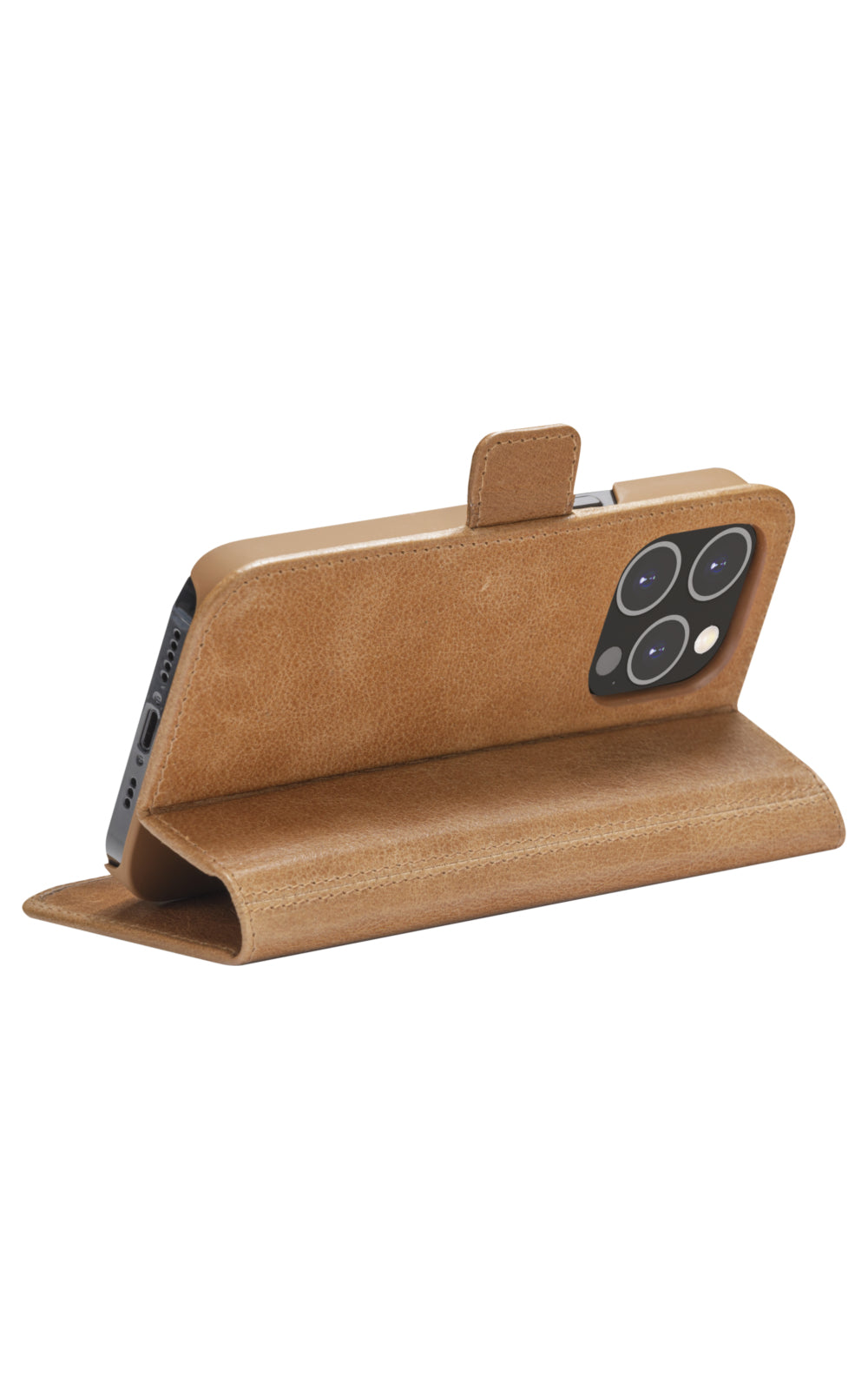dbramante1928 Copenhagen Slim Wallethülle – für Apple iPhone 14 Pro Max, 3 Kartenfächer, Leder, Tan