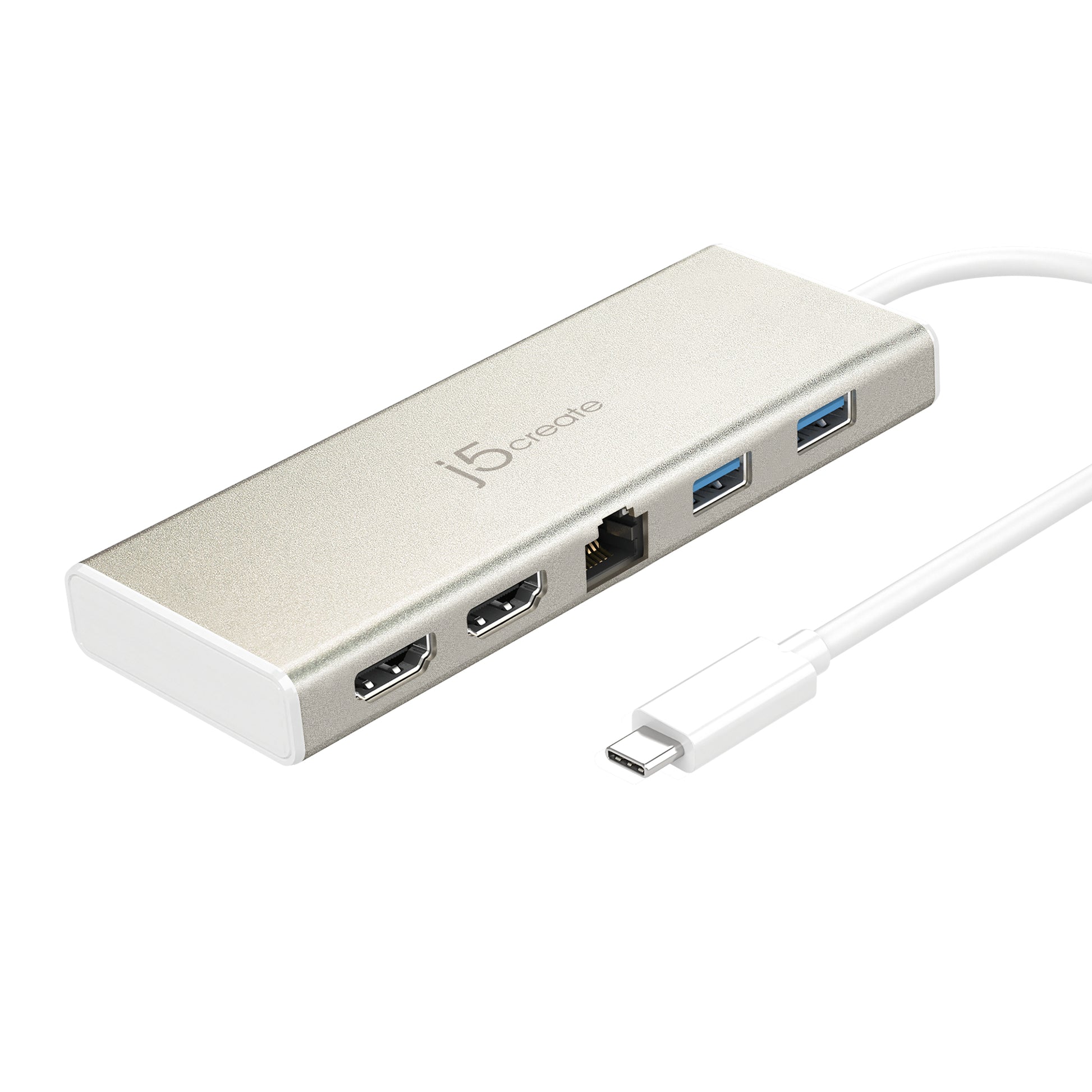 j5create JCD381-N Multiport-Adapter – USB-C, 2× HDMI, 3× USB-A, 60 W PD, GbE, für Windows/Mac