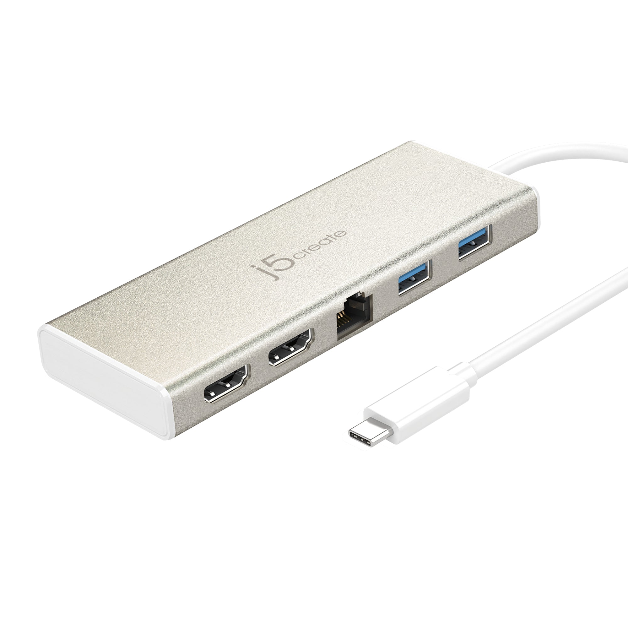 j5create JCD381-N Multiport-Adapter – USB-C, 2× HDMI, 3× USB-A, 60 W PD, GbE, für Windows/Mac