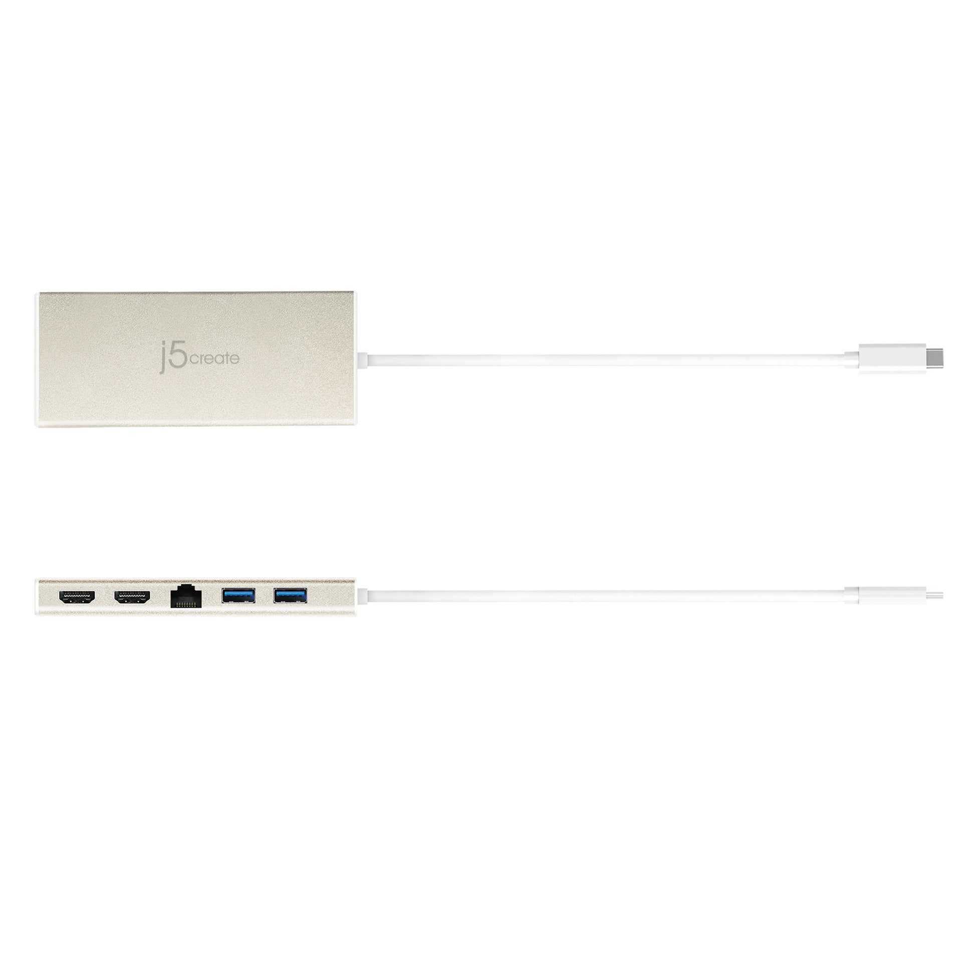 j5create JCD381-N Multiport-Adapter – USB-C, 2× HDMI, 3× USB-A, 60 W PD, GbE, für Windows/Mac