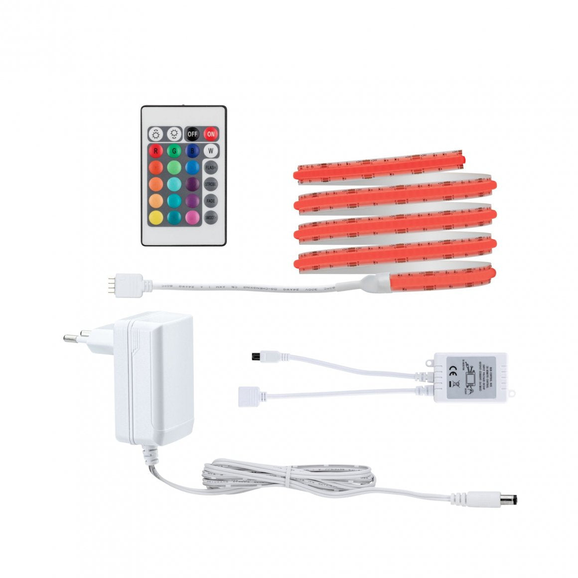 Paulmann LED-Strip – 1,5 m, 495 lm, 12 W, RGB, dimmbar, weiss, Fernbedienung, Netzteil