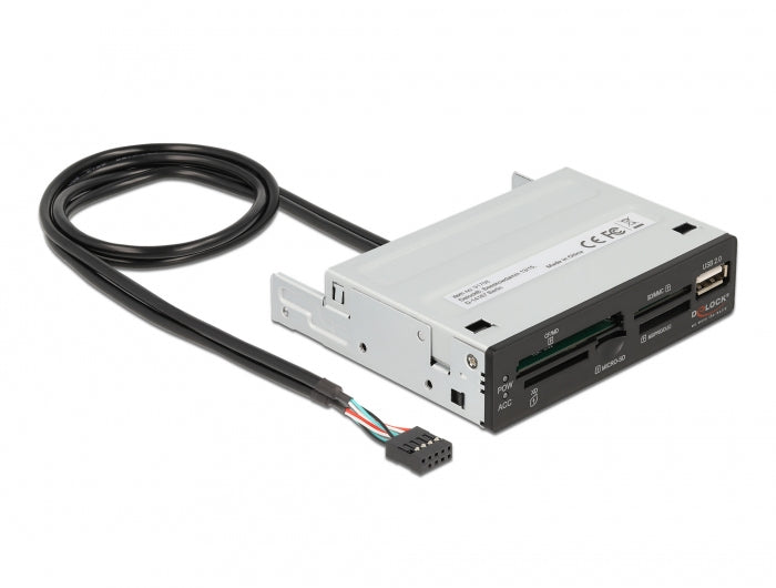 DeLOCK 91708 Kartenleser – 5 Slot, USB 2.0 (480 Mbit/s), 1× USB‑A, für PC mit 3,5" Einbauschacht