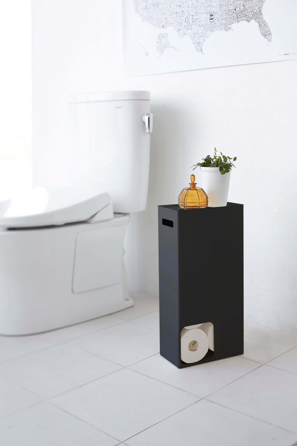 Yamazaki Tower – Toilettenpapierständer – Edelstahl, schwarz, für 8 Rollen, 23 × 12,5 × 48 cm