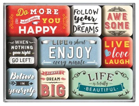 Nostalgic Art Magnet-Set – 9-teilig – 0,9 × 0,3 cm – mehrfarbig