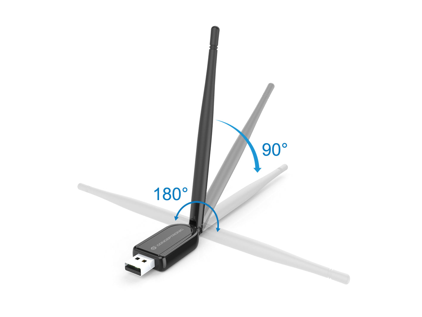 Conceptronic ABBY07B USB-Bluetooth-Adapter – Bluetooth 5.1, externe Antenne, bis 100 m, für Windows-PC