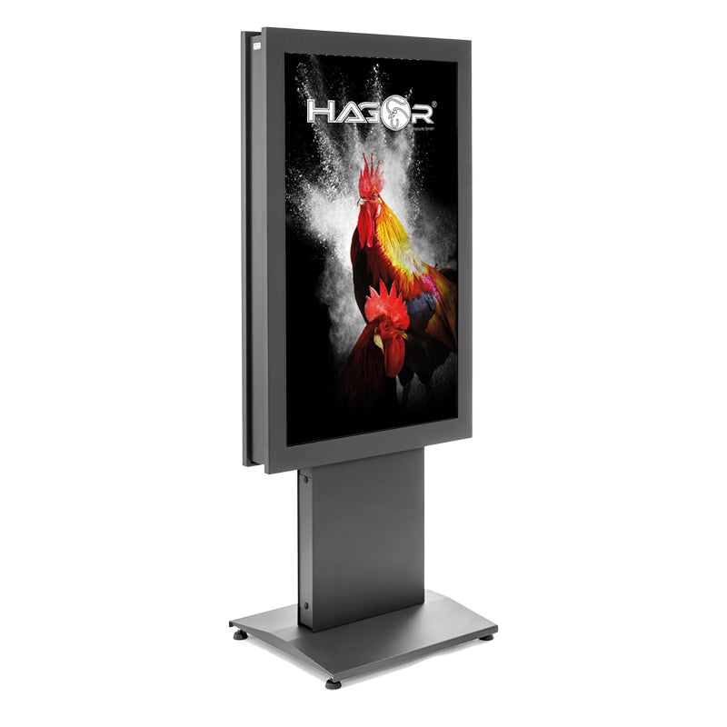 Hagor Digital Signage Stand – Höhenverstellbar – Metall, Gehärtetes Glas, Anthrazit – vis-it HP Floorbase 50