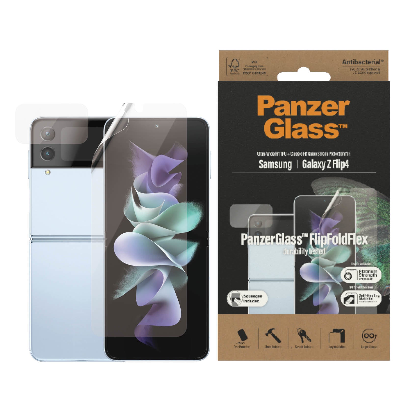 PanzerGlass Displayschutz, Folie, Transparent – für Samsung Galaxy Z Flip4 – 1er-Pack