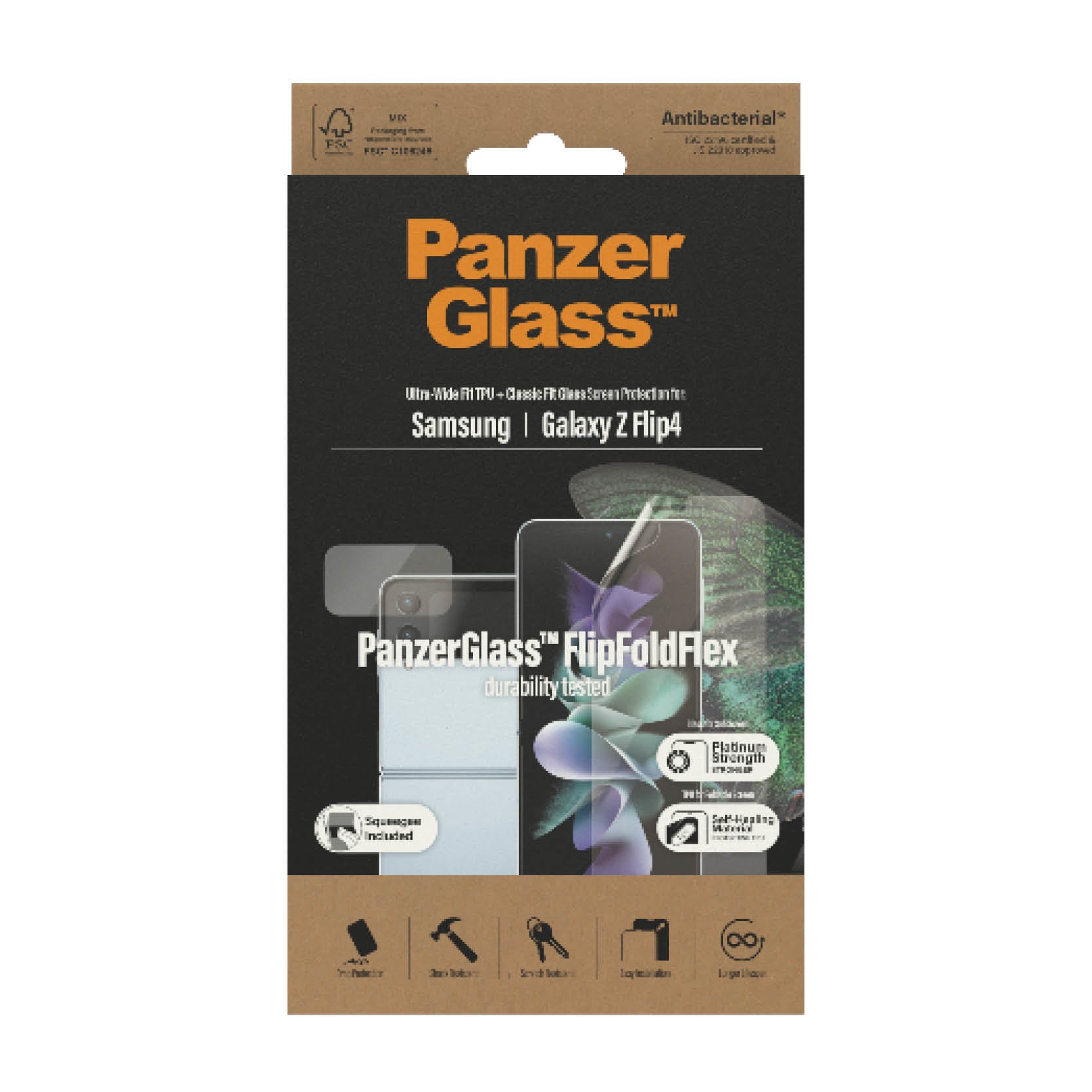 PanzerGlass Displayschutz, Folie, Transparent – für Samsung Galaxy Z Flip4 – 1er-Pack