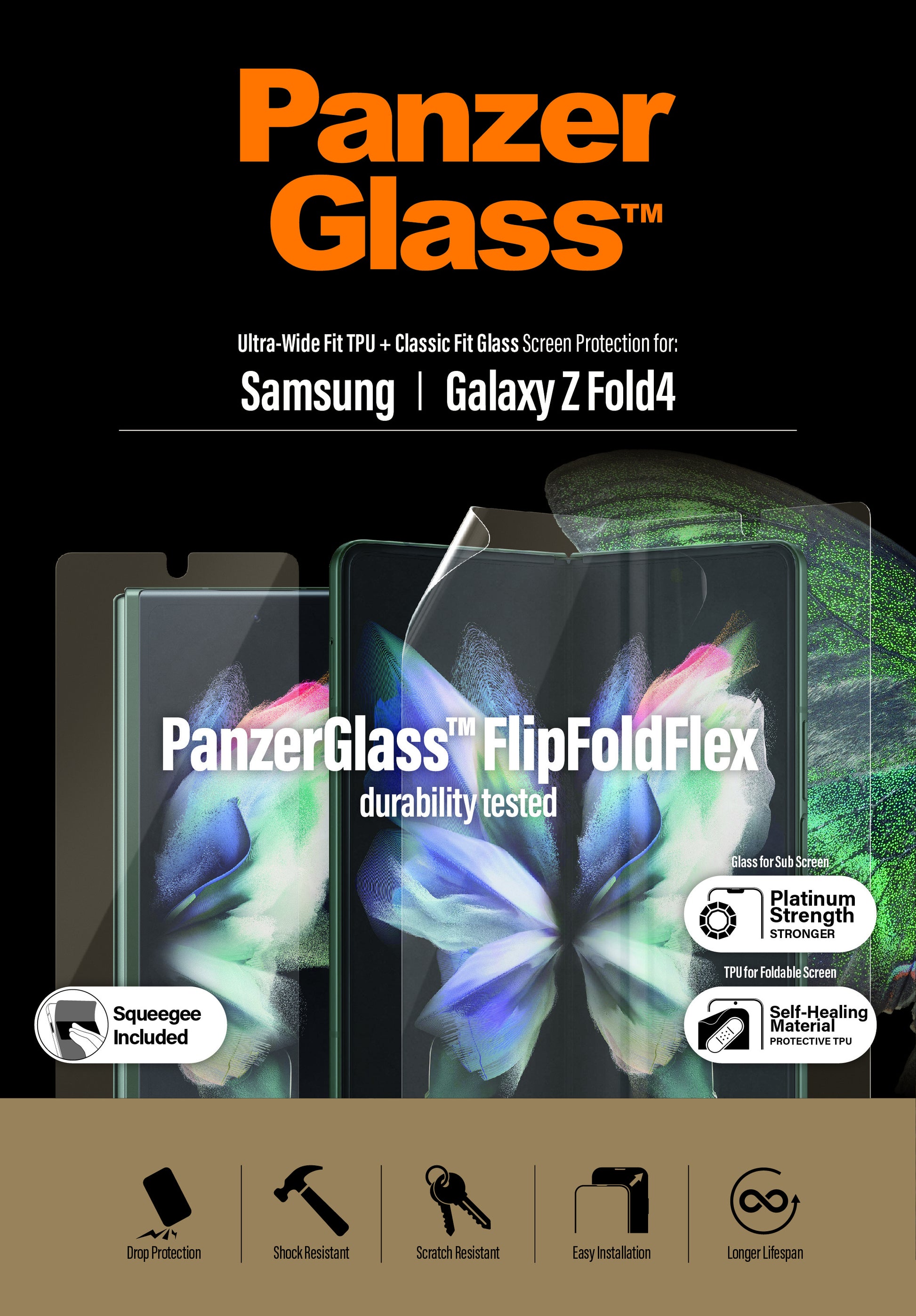 PanzerGlass Displayschutz, Folie, Transparent – für Samsung Galaxy Z Fold4/Fold5 – 1er-Pack