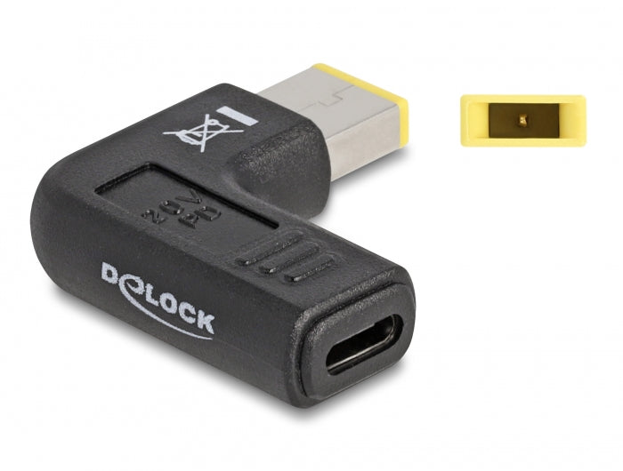 DeLOCK USB-C zu Lenovo 11,0 × 4,5 mm Adapter – 20 V, 3 A, gewinkelt 90°, Schwarz, für Laptop