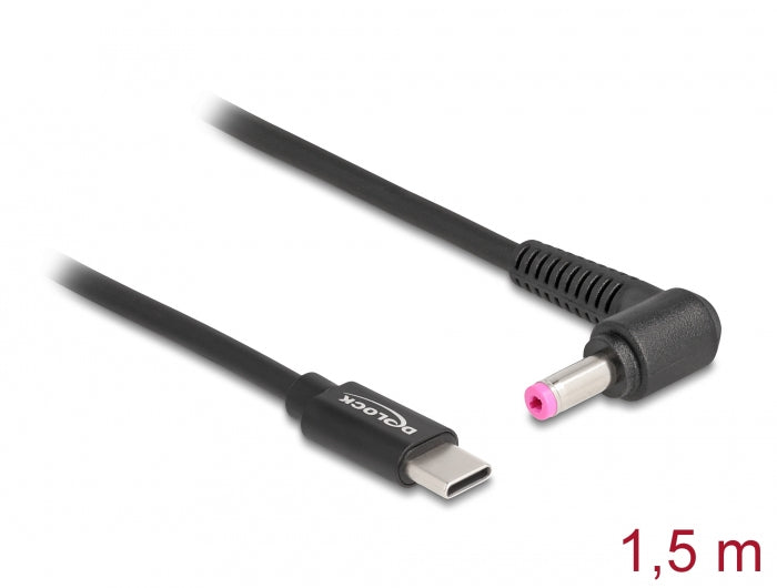 DeLOCK USB-C auf HP 4,8×1,7 mm Kabel – 1,5 m – Abgewinkelt – Schwarz – für HP