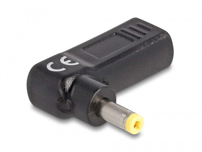 DeLOCK USB-C zu HP 4,8 × 1,7 mm Adapter (gewinkelt) – USB Power Delivery, 18,5 V / 3 A – Schwarz
