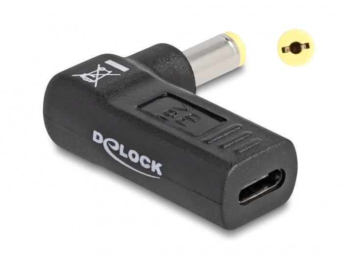 DeLOCK USB-C zu Acer 5,5 × 1,7 mm Adapter – 19 V, 3 A – für Laptops – Schwarz
