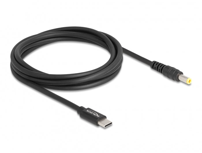 DeLOCK USB-C zu 5,5 × 2,5 mm Kabel – 1,5 m, 20 V – Schwarz