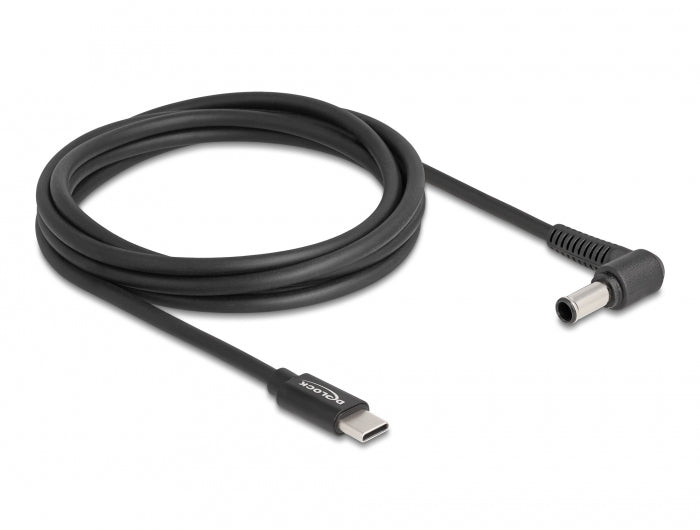 DeLOCK USB-Kabel USB-C auf 6,0×4,3 mm – 1,5 m – Abgewinkelt – Schwarz