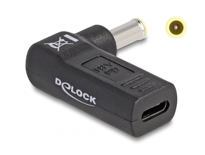 DeLOCK USB-C zu Samsung 5,5 × 3,0 mm Adapter (90°) – 19 V, 3 A – Schwarz