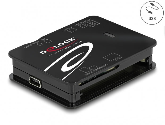 DeLOCK 91007 Kartenleser – USB-A zu Speicherkarten, 6 Steckplätze, USB 2.0 (480 Mbit/s), für CF/SD/microSD