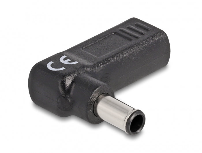DeLOCK USB-C zu Sony 6,0 × 4,3 mm Adapter – 19,5 V / 3 A, USB-C Buchse, 90° gewinkelt – Schwarz – für Laptop