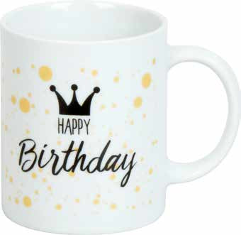 Könitz Porzellan Könitz Kaffeetasse Happy Birthday – 300 ml, Porzellan, Weiss, spülmaschinenfest, mikrowellengeeignet