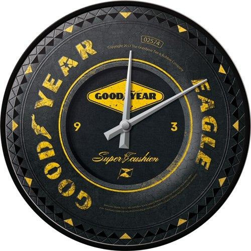 Nostalgic Art Wanduhr – Analog, Ø 31 cm, Schwarz/Gelb, Glas/Metall