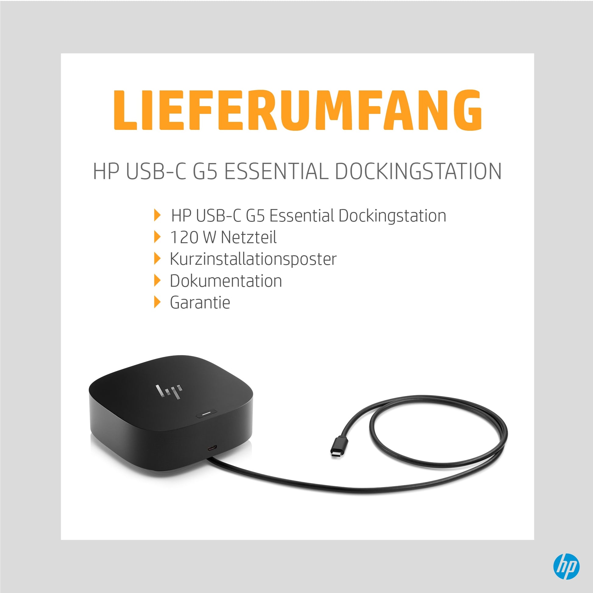 HP G5 Dockingstation – USB-C, 2× DP, 1× HDMI, 4× USB-A, 120 W PD, 3,5 mm Audio, für Windows/Mac/ChromeOS